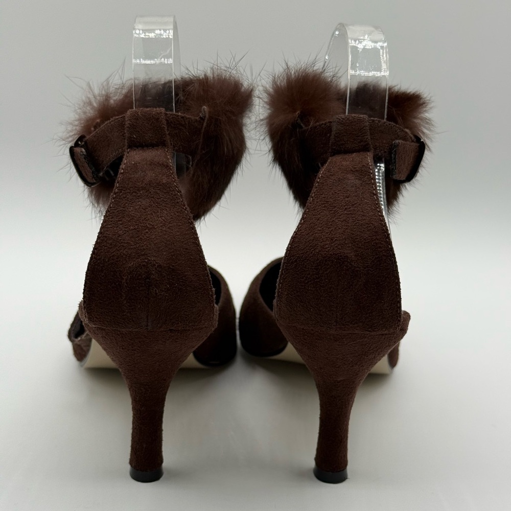 Pierre Dumas Carmela Women's Brown Micro Suede Slingback Stiletto Heels Sz 10 - Picture 10 of 16